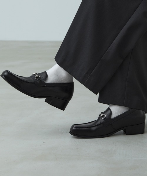 CALLNE】Squaretoe Real Leather Heel Loafer / スクエアトゥリアル