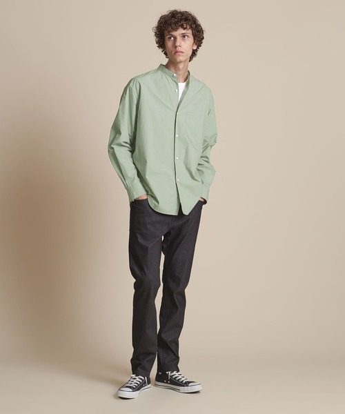 UNITED ARROWS（ユナイテッドアローズ）の「【マルチサイズ】タイプライター ワイドフォルム バンドカラーシャツ（シャツ/ブラウス・メンズ・ホワイト/ピンク/ライム/ブラック/ライトブルー/ネイビー/ベージュ/オフホワイト・マルチサイズ）」の9枚目の写真