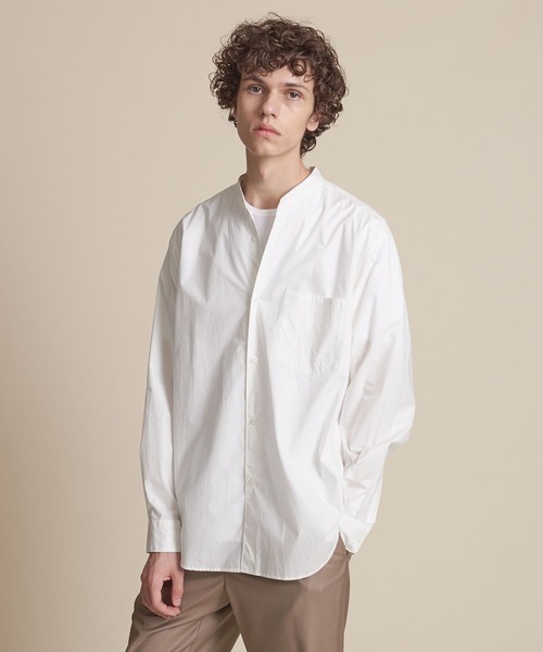 UNITED ARROWS（ユナイテッドアローズ）の「【マルチサイズ】タイプライター ワイドフォルム バンドカラーシャツ（シャツ/ブラウス・メンズ・ホワイト/ピンク/ライム/ブラック/ライトブルー/ネイビー/ベージュ/オフホワイト・マルチサイズ）」の12枚目の写真