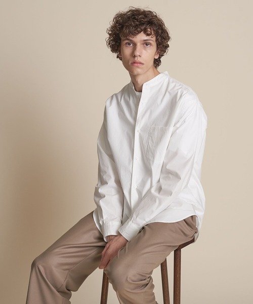 UNITED ARROWS（ユナイテッドアローズ）の「【マルチサイズ】タイプライター ワイドフォルム バンドカラーシャツ（シャツ/ブラウス・メンズ・ホワイト/ピンク/ライム/ブラック/ライトブルー/ネイビー/ベージュ/オフホワイト・マルチサイズ）」の13枚目の写真