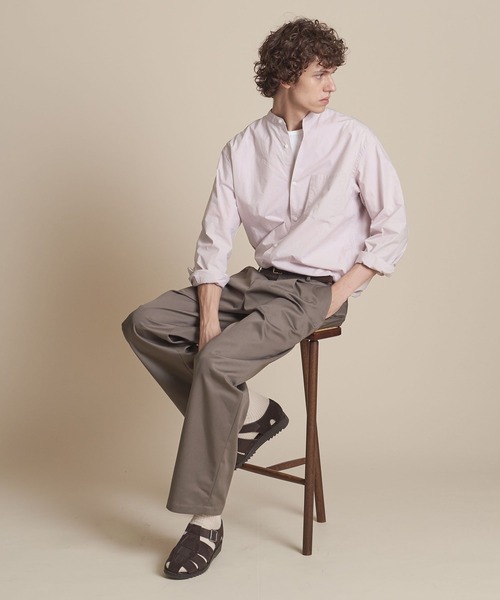 UNITED ARROWS（ユナイテッドアローズ）の「【マルチサイズ】タイプライター ワイドフォルム バンドカラーシャツ（シャツ/ブラウス・メンズ・ホワイト/ピンク/ライム/ブラック/ライトブルー/ネイビー/ベージュ/オフホワイト・マルチサイズ）」の19枚目の写真