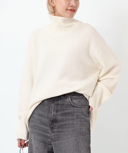 AP STUDIO（エーピーストゥディオ）の「ウールカシミヤタートルネックニット（ニット/セーター・レディース・ブラック/チャコールグレー/ホワイト・FREE）」の11枚目の写真