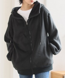 首元まで暖か裏ボア&シャギーハイネックパーカー