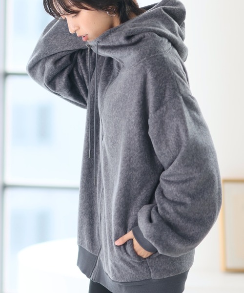 首元まで暖か裏ボア&シャギーハイネックパーカー（パーカー）｜itto