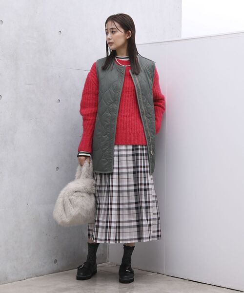 Green　Parks（グリーンパークス）の「ワイドプリーツチェックスカート（スカート・レディース・ブラウン/グレイッシュベージュ/ブルー・FREE）」の16枚目の写真