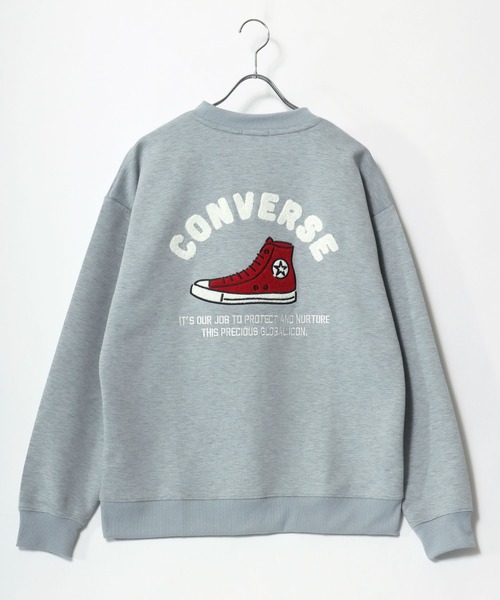 CONVERSE(コンバース)の「CONVERSE/コンバース オーバーサイズ シューズ ワンポイント刺繍 フロント バックプリント スウェットトレーナー レディース メンズ(スウェット・レディース・ベージュ系その他/スミクロ/ブルー系その他/アッシュグレー/ブラック系その他/グレー系その他・M/L/LL)」の14枚目の写真