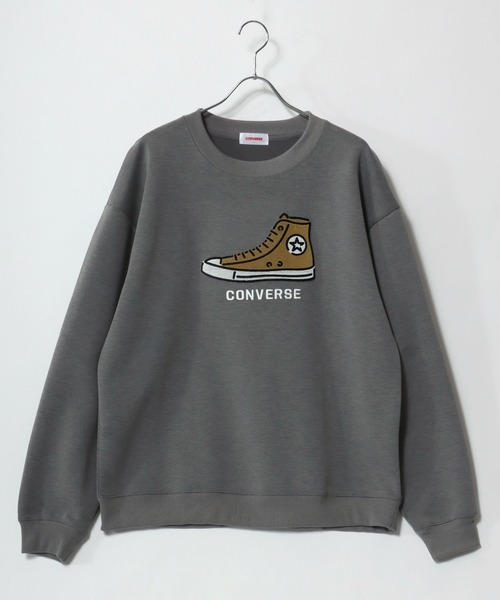 CONVERSE(コンバース)の「CONVERSE/コンバース オーバーサイズ シューズ ワンポイント刺繍 フロント バックプリント スウェットトレーナー レディース メンズ(スウェット・レディース・ベージュ系その他/スミクロ/ブルー系その他/アッシュグレー/ブラック系その他/グレー系その他・M/L/LL)」の9枚目の写真