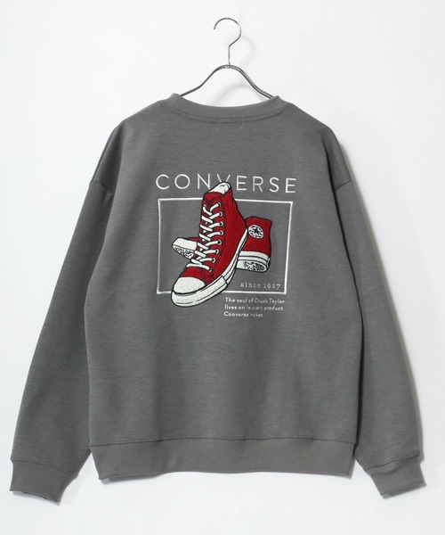 CONVERSE(コンバース)の「CONVERSE/コンバース オーバーサイズ シューズ ワンポイント刺繍 フロント バックプリント スウェットトレーナー レディース メンズ(スウェット・レディース・ベージュ系その他/スミクロ/ブルー系その他/アッシュグレー/ブラック系その他/グレー系その他・M/L/LL)」の16枚目の写真