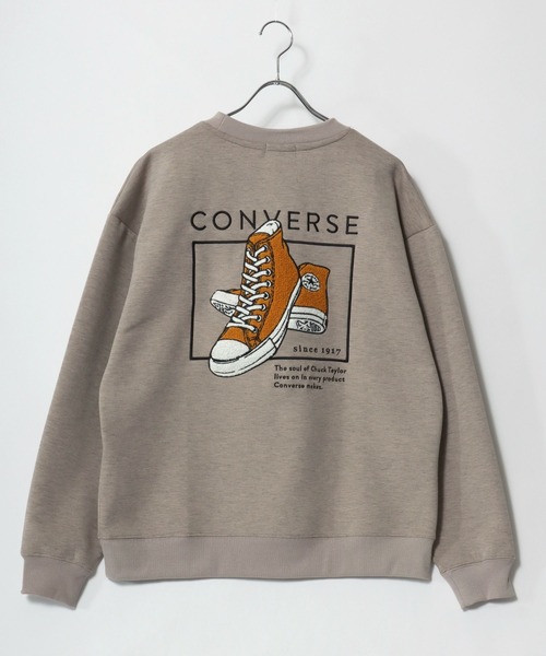 CONVERSE(コンバース)の「CONVERSE/コンバース オーバーサイズ シューズ ワンポイント刺繍 フロント バックプリント スウェットトレーナー レディース メンズ(スウェット・レディース・ベージュ系その他/スミクロ/ブルー系その他/アッシュグレー/ブラック系その他/グレー系その他・M/L/LL)」の18枚目の写真