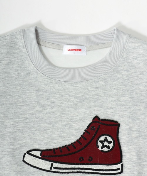 CONVERSE(コンバース)の「CONVERSE/コンバース オーバーサイズ シューズ ワンポイント刺繍 フロント バックプリント スウェットトレーナー レディース メンズ(スウェット・レディース・ベージュ系その他/スミクロ/ブルー系その他/アッシュグレー/ブラック系その他/グレー系その他・M/L/LL)」の19枚目の写真