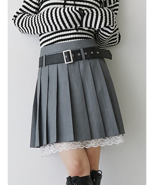 セール】ベルトヘムレースミニスカート【セットアップ対応】卒業式