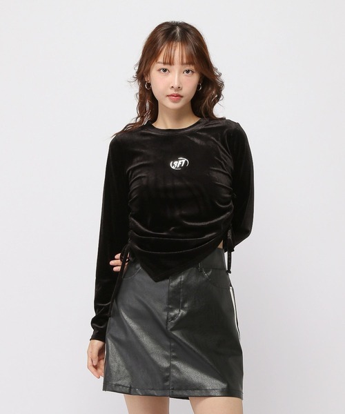 3.3 Field Trip （3.3フィールドトリップ）の「3.3 Field Trip／ベロアアシメプルオーバー（Tシャツ/カットソー・レディース・ブラック/グレー・FREE）」の2枚目の写真