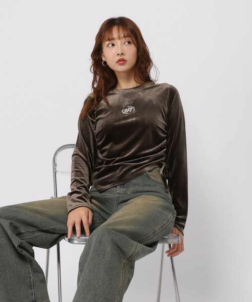 3.3 Field Trip （3.3フィールドトリップ）の「3.3 Field Trip／ベロアアシメプルオーバー（Tシャツ/カットソー・レディース・ブラック/グレー・FREE）」の6枚目の写真