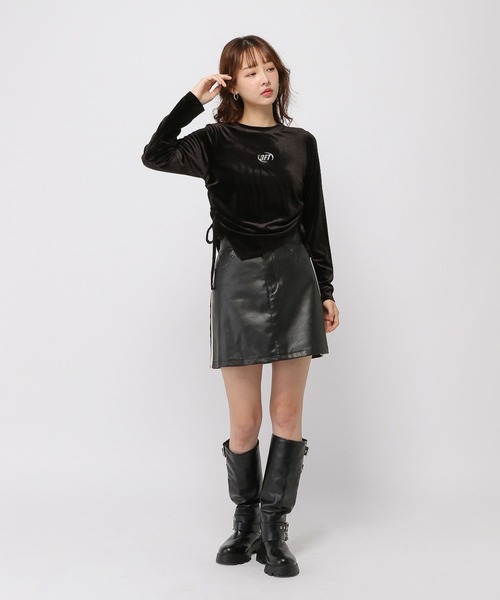 3.3 Field Trip （3.3フィールドトリップ）の「3.3 Field Trip／ベロアアシメプルオーバー（Tシャツ/カットソー・レディース・ブラック/グレー・FREE）」の9枚目の写真