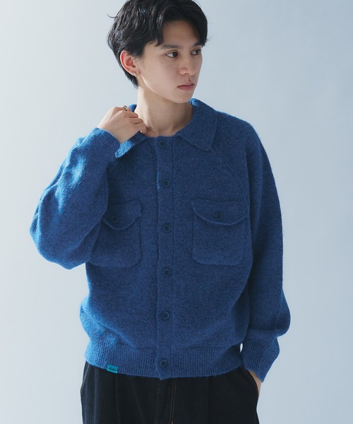 Adoon plain（アドーンプレーン）の「MELANGE POLO KNIT CARDIGAN / メランジポロニットカーディガン（カーディガン/ボレロ・メンズ・ボルドー/ベージュ/チャコールグレー/ブルー・MEDIUM/LARGE）」の3枚目の写真