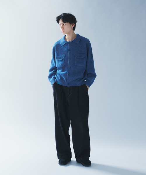 セール】MELANGE POLO KNIT CARDIGAN / メランジポロニット