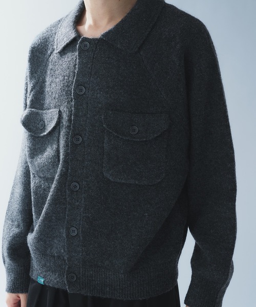 Adoon plain（アドーンプレーン）の「MELANGE POLO KNIT CARDIGAN / メランジポロニットカーディガン（カーディガン/ボレロ・メンズ・ボルドー/ベージュ/チャコールグレー/ブルー・MEDIUM/LARGE）」の14枚目の写真