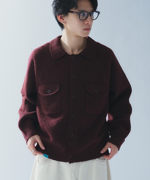 Adoon plain（アドーンプレーン）の「MELANGE POLO KNIT CARDIGAN