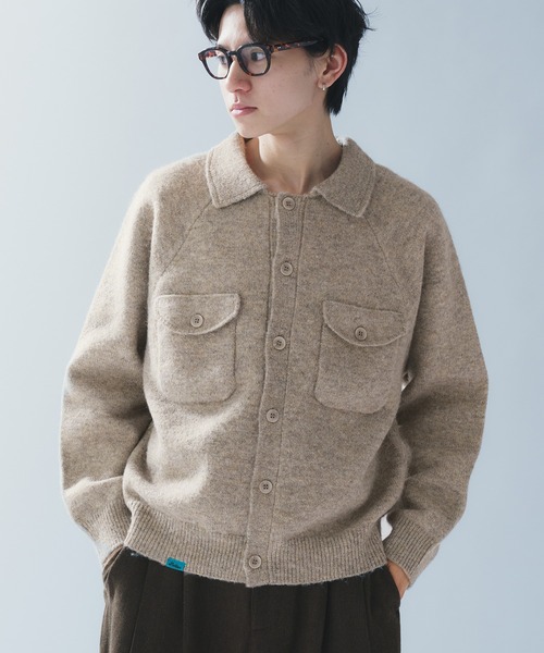 Adoon plain（アドーンプレーン）の「MELANGE POLO KNIT CARDIGAN