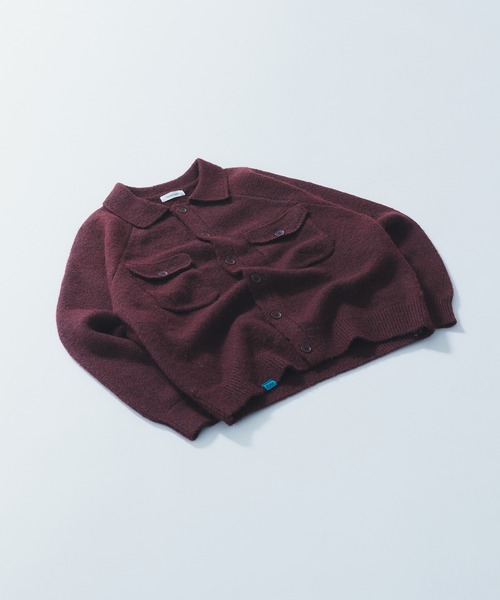 Adoon plain（アドーンプレーン）の「MELANGE POLO KNIT CARDIGAN / メランジポロニットカーディガン（カーディガン/ボレロ・メンズ・ボルドー/ベージュ/チャコールグレー/ブルー・MEDIUM/LARGE）」の6枚目の写真