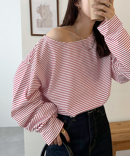 DISCOAT(ディスコート)の「【新色追加!/WEB限定】2WAYワンショルプルオーバー(Tシャツ/カットソー・レディース・ネイビー/ブラック/ピンク系その他/ホワイト系その他/レッド/ピンク/ライトグレー/オフホワイト/チャコールグレー/ブラック系その他/ブラウン/ダークブルー/モカ/アイボリー・MEDIUM)」の14枚目の写真