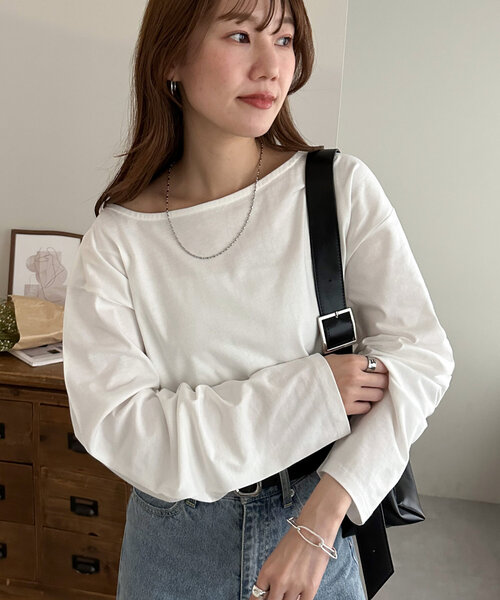 DISCOAT(ディスコート)の「【新色追加!/WEB限定】2WAYワンショルプルオーバー(Tシャツ/カットソー・レディース・ネイビー/ブラック/ピンク系その他/ホワイト系その他/レッド/ピンク/ライトグレー/オフホワイト/チャコールグレー/ブラック系その他/ブラウン/ダークブルー/モカ/アイボリー・MEDIUM)」の18枚目の写真