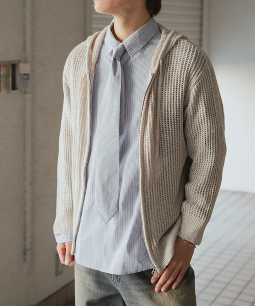 SENSE OF PLACE by URBAN RESEARCH（センスオブプレイスバイアーバンリサーチ）の「シアーメッシュフーディージップパーカー（パーカー・メンズ・ライトベージュ/ブラック/ブラウン・MEDIUM/LARGE）」の3枚目の写真