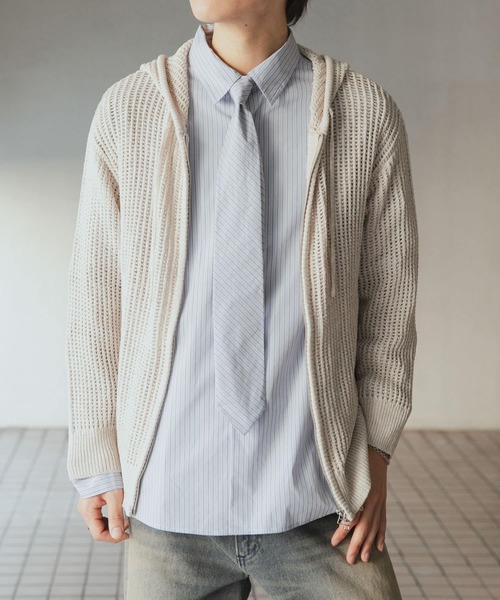 SENSE OF PLACE by URBAN RESEARCH（センスオブプレイスバイアーバンリサーチ）の「シアーメッシュフーディージップパーカー（パーカー・メンズ・ライトベージュ/ブラック/ブラウン・MEDIUM/LARGE）」の11枚目の写真