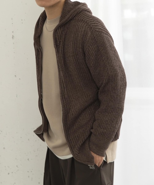 SENSE OF PLACE by URBAN RESEARCH（センスオブプレイスバイアーバンリサーチ）の「シアーメッシュフーディージップパーカー（パーカー・メンズ・ライトベージュ/ブラック/ブラウン・MEDIUM/LARGE）」の18枚目の写真