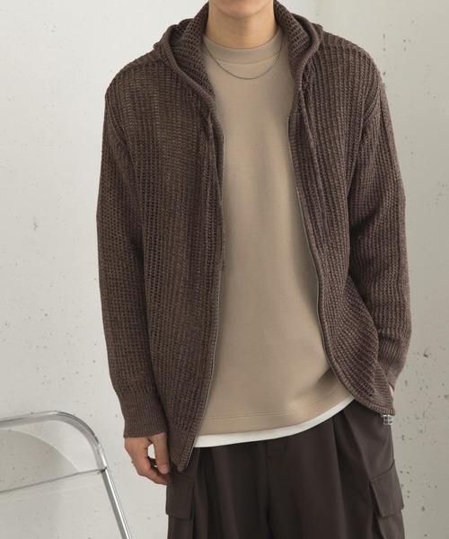 SENSE OF PLACE by URBAN RESEARCH（センスオブプレイスバイアーバンリサーチ）の「シアーメッシュフーディージップパーカー（パーカー・メンズ・ライトベージュ/ブラック/ブラウン・MEDIUM/LARGE）」の20枚目の写真