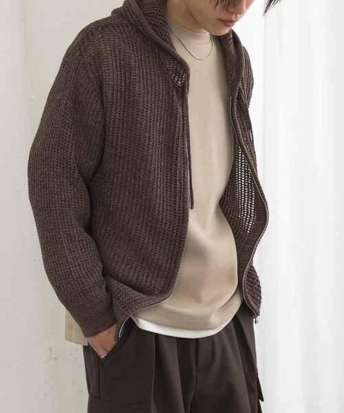 SENSE OF PLACE by URBAN RESEARCH（センスオブプレイスバイアーバンリサーチ）の「シアーメッシュフーディージップパーカー（パーカー・メンズ・ライトベージュ/ブラック/ブラウン・MEDIUM/LARGE）」の21枚目の写真