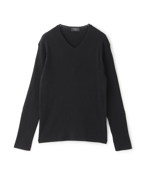 EPOCA UOMO（エポカウォモ）の「Vネックリブニット（ニット/セーター・メンズ・ブラック/パープル系その他7・48/46）」の2枚目の写真