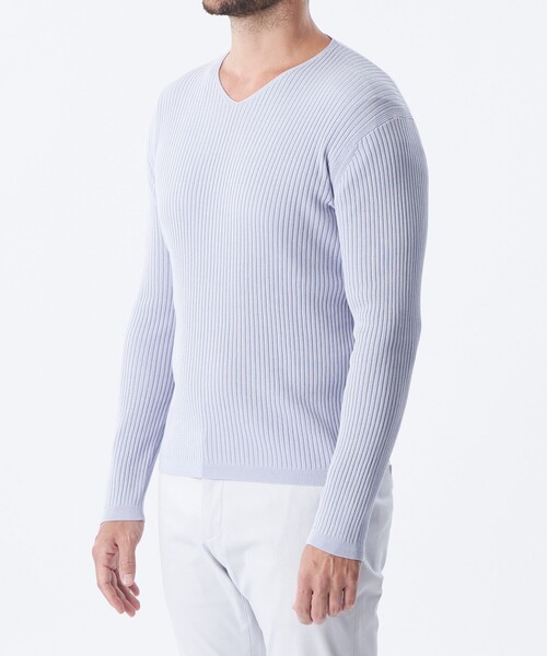 EPOCA UOMO（エポカウォモ）の「Vネックリブニット（ニット/セーター・メンズ・ブラック/パープル系その他7・48/46）」の5枚目の写真