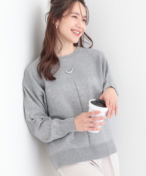 SHOO・LA・RUE（シューラルー）の「【S-LL/洗える】顔回りすっきりガーター編み切り替えニット（ニット/セーター・レディース・グレー/ライトブルー/オフホワイト・04/03/02/01）」の3枚目の写真