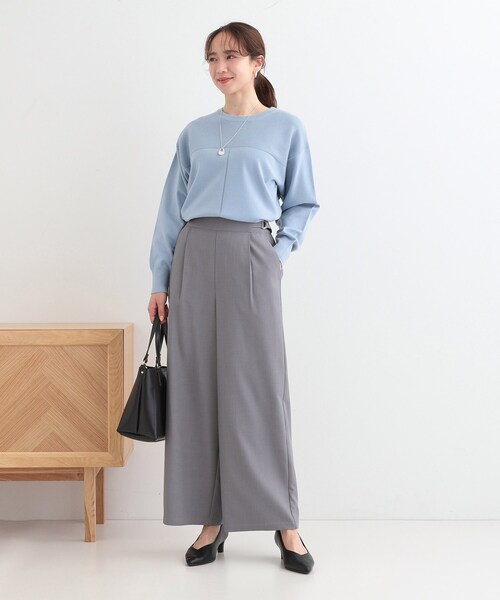 SHOO・LA・RUE（シューラルー）の「【S-LL/洗える】顔回りすっきりガーター編み切り替えニット（ニット/セーター・レディース・グレー/ライトブルー/オフホワイト・04/03/02/01）」の13枚目の写真