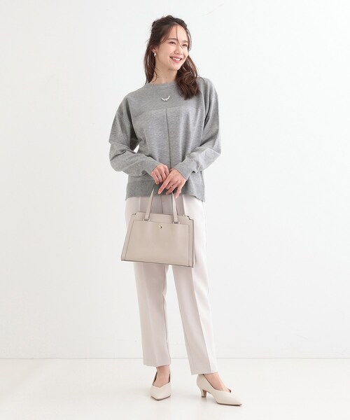 SHOO・LA・RUE（シューラルー）の「【S-LL/洗える】顔回りすっきりガーター編み切り替えニット（ニット/セーター・レディース・グレー/ライトブルー/オフホワイト・04/03/02/01）」の17枚目の写真