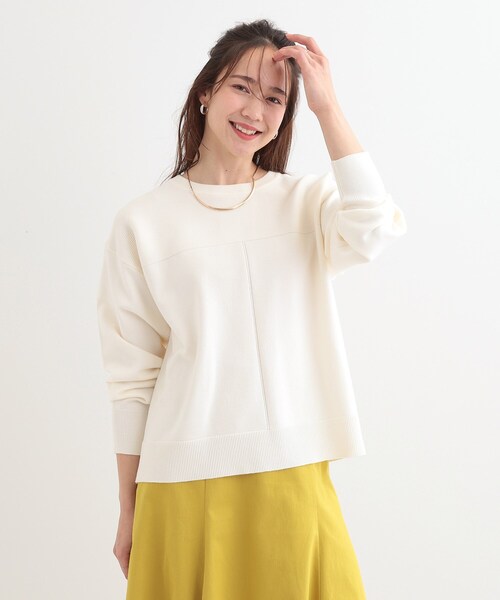 SHOO・LA・RUE（シューラルー）の「【S-LL/洗える】顔回りすっきりガーター編み切り替えニット（ニット/セーター・レディース・グレー/ライトブルー/オフホワイト・04/03/02/01）」の19枚目の写真