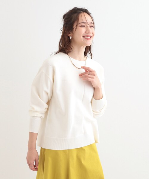 SHOO・LA・RUE（シューラルー）の「【S-LL/洗える】顔回りすっきりガーター編み切り替えニット（ニット/セーター・レディース・グレー/ライトブルー/オフホワイト・04/03/02/01）」の20枚目の写真