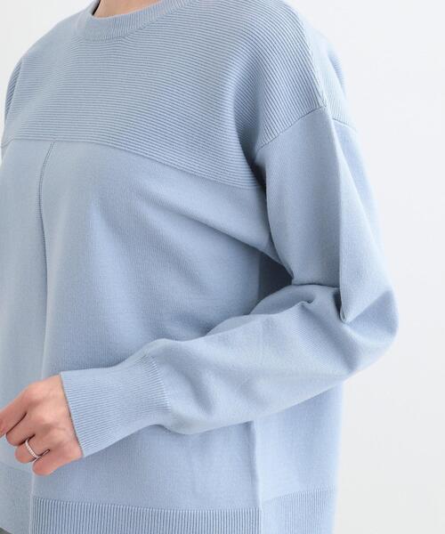 SHOO・LA・RUE（シューラルー）の「【S-LL/洗える】顔回りすっきりガーター編み切り替えニット（ニット/セーター・レディース・グレー/ライトブルー/オフホワイト・04/03/02/01）」の9枚目の写真