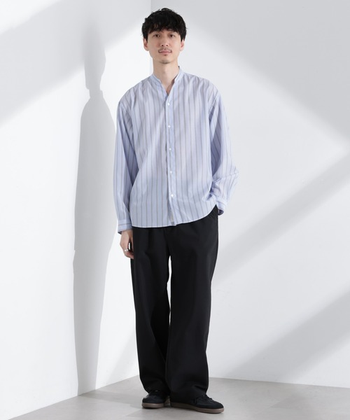 NANO universe（ナノユニバース）の「「大人のワイドシャツ」バンドカラー ストライプ 長袖（シャツ/ブラウス・メンズ・ベージュ/グレー/サックスブルー・M/L）」の22枚目の写真