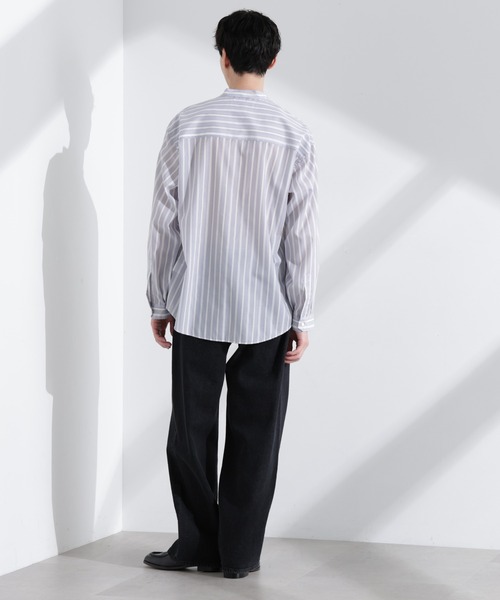 NANO universe（ナノユニバース）の「「大人のワイドシャツ」バンドカラー ストライプ 長袖（シャツ/ブラウス・メンズ・ベージュ/グレー/サックスブルー・M/L）」の18枚目の写真