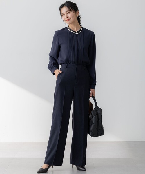 23区 L(ニジュウサンクオオキイサイズ)の「【セットアップ対応/防シワ性/洗える】アイアスマットストレッチ セミワイド パンツ(その他パンツ・レディース・ネイビー系/ベージュ系・44/46/48/50)」の8枚目の写真