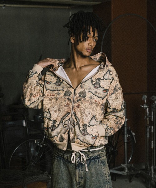 NAUTICA(ノーティカ)の「NAUTICA JEANS CO./ノーティカジーンズ Camo&Map&Sky Sweat Zip Hoodie/カモ柄 マップ柄 タイダイ柄 スウェット ジップフーディ(パーカー・メンズ・カモフラージュ/その他15/オフホワイト・MEDIUM/LARGE)」の15枚目の写真