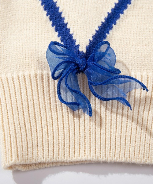 HOOK（フック）の「【HOOK】for　girls　リボン付きカーディガン　ショット丈（カーディガン/ボレロ・レディース・ブルー/ライトベージュ/ピンク/ブラック・MEDIUM/SMALL）」の15枚目の写真