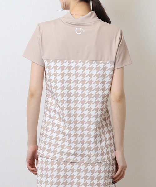 CECIL McBEE（セシルマクビー）の「ハウンドトゥース切り替え半袖モックネックシャツ（Tシャツ/カットソー・レディース・ブラック/ベージュ・2(M)/3(L)/1(S)）」の15枚目の写真