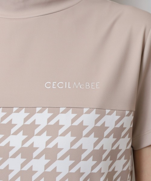 CECIL McBEE（セシルマクビー）の「ハウンドトゥース切り替え半袖モックネックシャツ（Tシャツ/カットソー・レディース・ブラック/ベージュ・2(M)/3(L)/1(S)）」の19枚目の写真