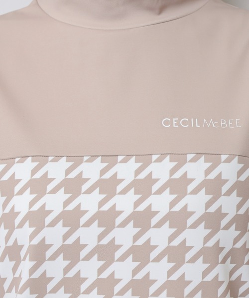 CECIL McBEE（セシルマクビー）の「ハウンドトゥース切り替え半袖モックネックシャツ（Tシャツ/カットソー・レディース・ブラック/ベージュ・2(M)/3(L)/1(S)）」の20枚目の写真