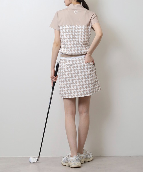 CECIL McBEE（セシルマクビー）の「ハウンドトゥース切り替え半袖モックネックシャツ（Tシャツ/カットソー・レディース・ブラック/ベージュ・2(M)/3(L)/1(S)）」の11枚目の写真