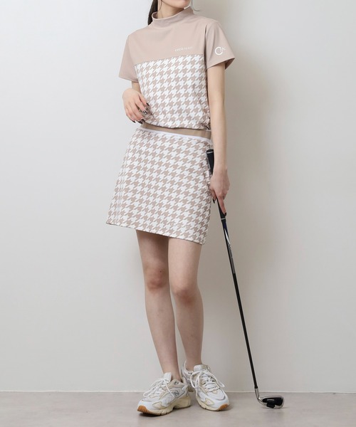 CECIL McBEE（セシルマクビー）の「ハウンドトゥース切り替え半袖モックネックシャツ（Tシャツ/カットソー・レディース・ブラック/ベージュ・2(M)/3(L)/1(S)）」の12枚目の写真