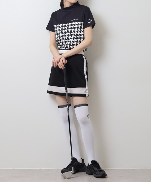 CECIL McBEE（セシルマクビー）の「ハウンドトゥース切り替え半袖モックネックシャツ（Tシャツ/カットソー・レディース・ブラック/ベージュ・2(M)/3(L)/1(S)）」の5枚目の写真